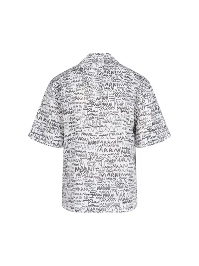 Marni Pencil Logo Print Shirt In White
