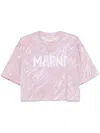 Marni Logo Print Cropped T-shirt In Pink