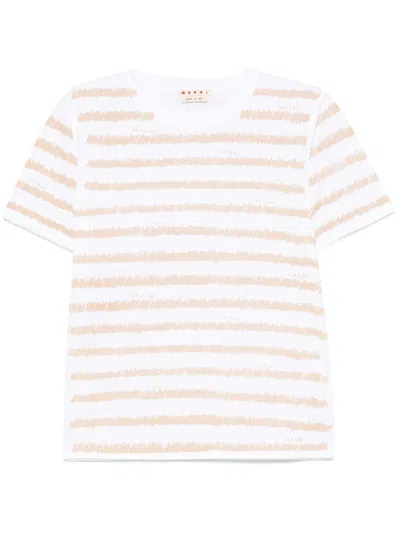 Marni Scribble Stripes T-shirt In White