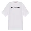 Marni Oversized Cotton T-shirt With Front Logo In White