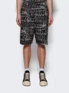Marni Scribbled Popeline Drawstring Shorts In Black In Black