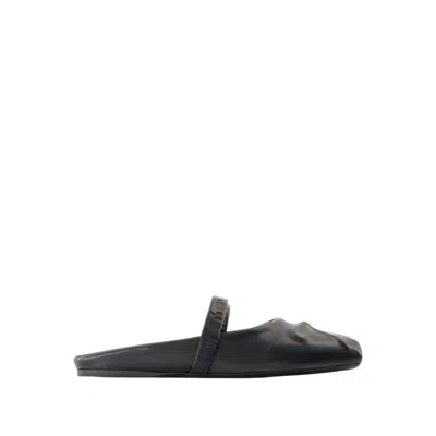 Marni Sculptural Black Calfskin Mules With Open Back