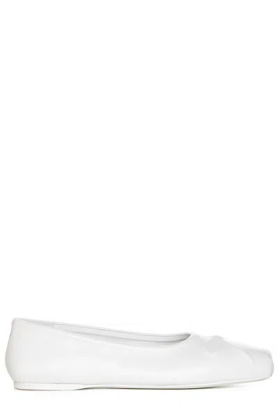 Marni Dancer Leather Bow Ballerina Flats In Lily White