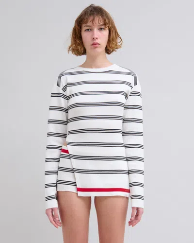 Marni Seaside Stripe Knit Crew Neck In White