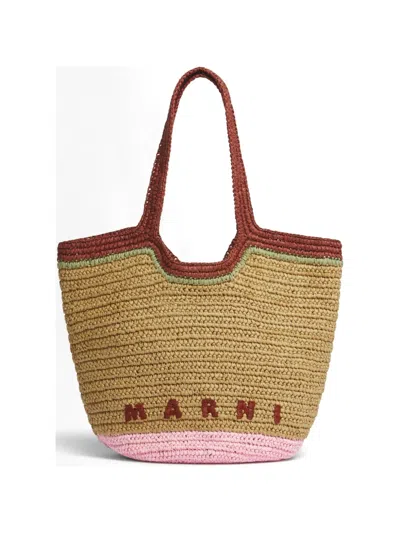 Marni Seaside Woven-design Tote Bag In Neutral
