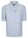 Marni Seersucker Checked Shirt In Azzurro