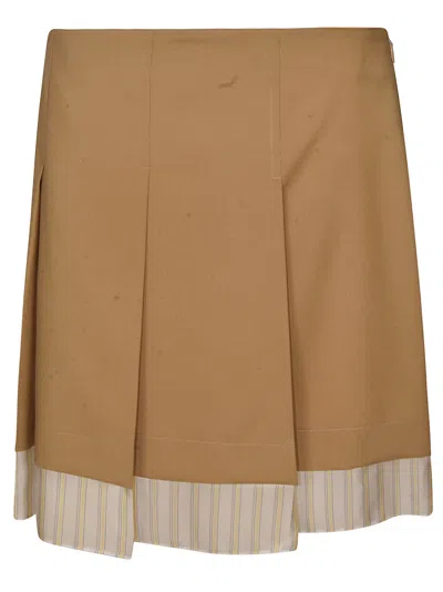 Marni Semi Pleat Skirt In Beige