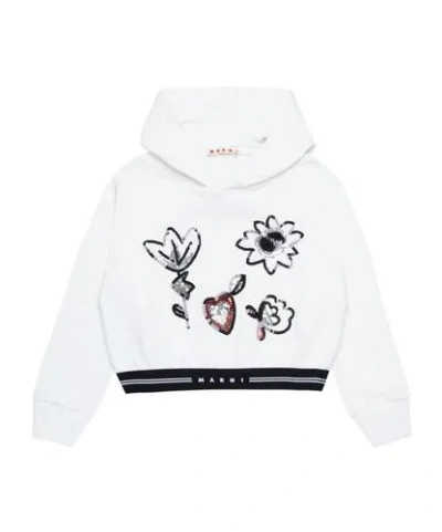 Marni Kids' Sequin-embellished Cotton Hoodie In White