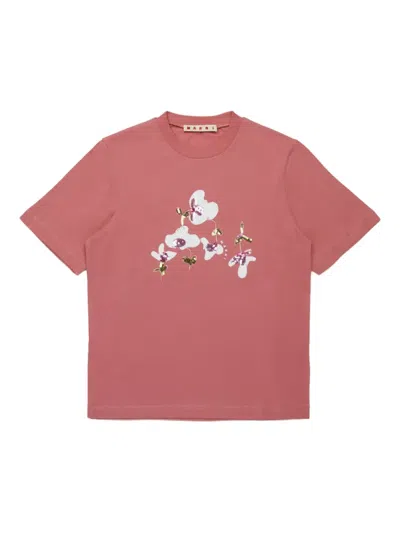 MARNI SEQUIN-EMBELLISHED FLORAL T-SHIRT