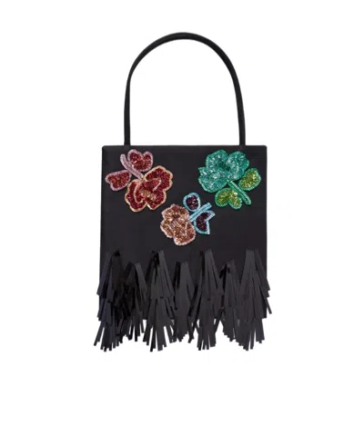 Marni Sequin-embellished Satin Tote Bag In Black