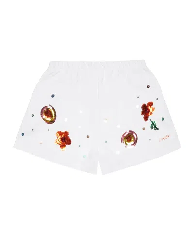 MARNI MARNI KIDS SEQUINNED ELASTICATED WAISTBAND FLEECE SHORTS