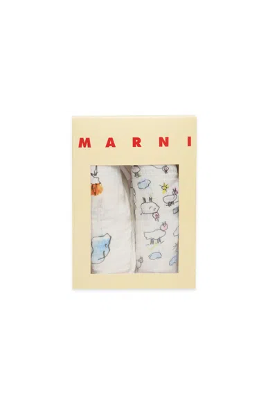 Marni Set Mussole Neonato Con Logo In Gray