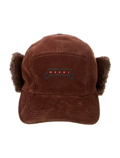 Pre-owned Marni Shearling Embellished Dad Hat In Brown