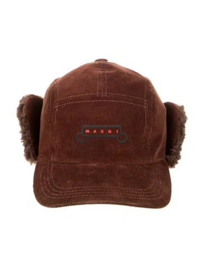 Pre-owned Marni Shearling Embellished Dad Hat In Brown