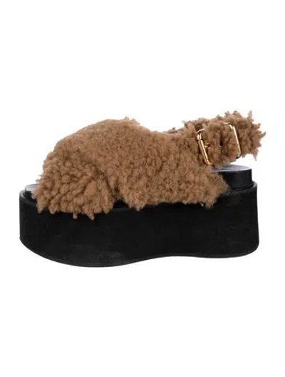 Pre-owned Marni Shearling Espadrilles In Brown