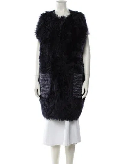 Pre-owned Marni Shearling Fur Coat In Blue