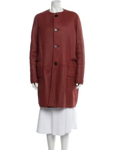 Pre-owned Marni Shearling Fur Coat In Red
