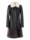 Marni Shearling-hem Leather Coat In Black