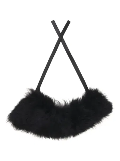 MARNI SHEARLING LEATHER-TIE COLLAR