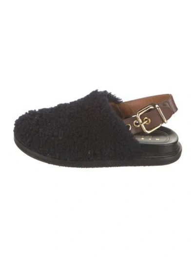 Pre-owned Marni Shearling Mules In Blue