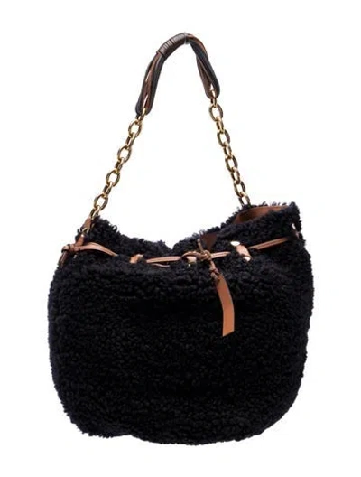 Pre-owned Marni Shearling Shoulder Bag In Blue