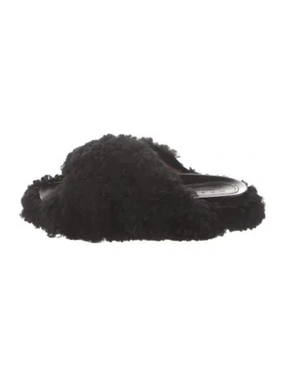 Pre-owned Marni Shearling Slides In Black