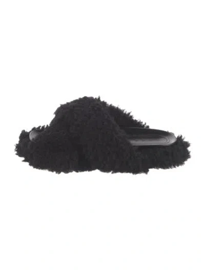 Pre-owned Marni Shearling Slides In Black