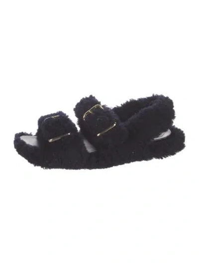 Pre-owned Marni Shearling Slides In Black