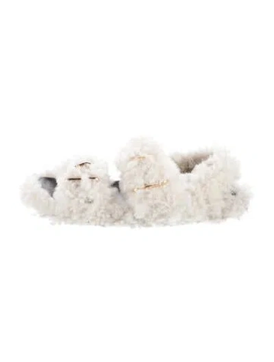 Pre-owned Marni Shearling Slides In Black/neutrals