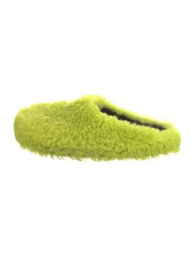Pre-owned Marni Shearling Slides In Green