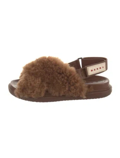 Pre-owned Marni Shearling Slingback Sandals In Brown