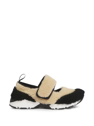 Marni Shearling Sneakers In Neutral