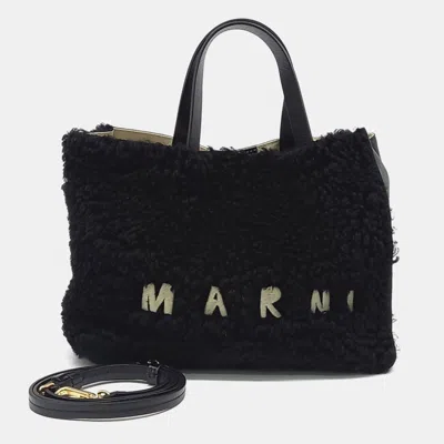Pre-owned Marni Shearling Tote And Shoulder Bag In Black