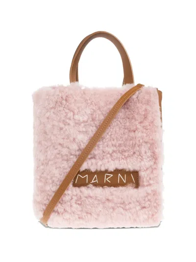 Marni Shearling Tote Bag In Pink