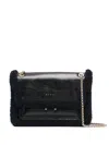 Marni Shearling-trim Shoulder Bag In Black