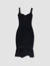 Marni Fluted Topstitched Cady Midi Dress In Black