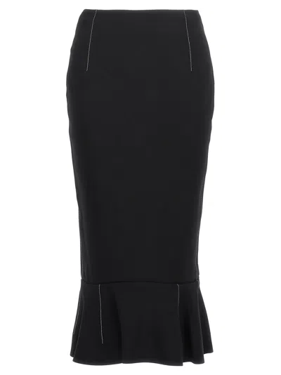 Marni Flounce Hem Midi Skirt With High Waist In Black