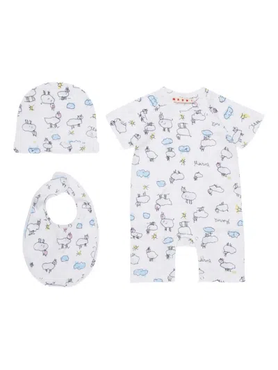 Marni Sheep-print Babygrow Set In Multi