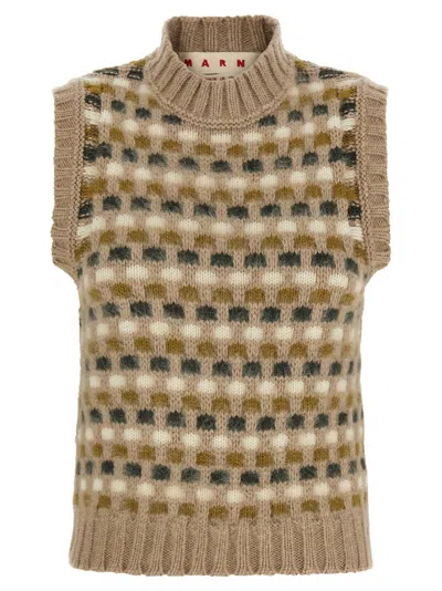 Marni Shetland Jacquard Vest In Multi