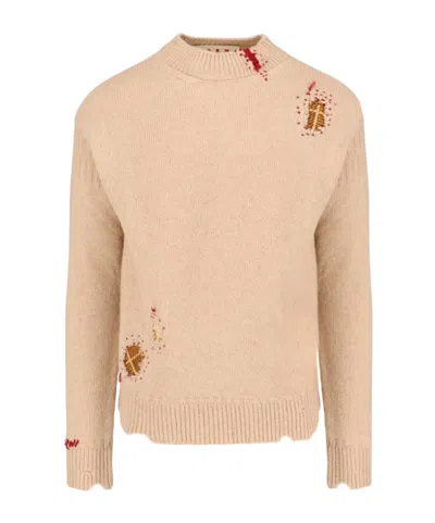 Marni Shetland Ripped-detail Jumper In Nude