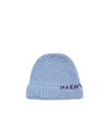 Marni Logo-embroidered Wool Beanie In Blue