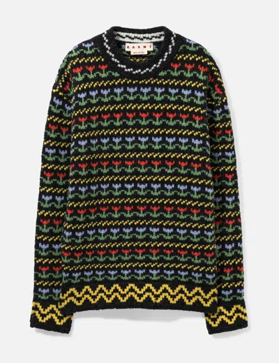 Marni Shetland Wool Sweater With Fairisle Motif In Multicolor/マルチカラー/멀티컬러/彩色