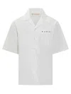 Marni Logo Cotton Poplin Boxy S/s Shirt In White