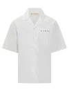 Marni Logo Cotton Poplin Boxy S/s Shirt In White