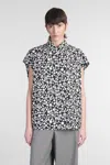 Marni Floral Print Collar Top In Black