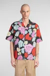 Marni Convertible-collar Floral-print Cotton-poplin Shirt In Black