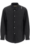 Marni Padded Overshirt With Embroidered Logo In Black
