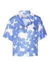 Marni Floral Print Cropped Shirt In Blue