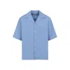 Marni Short-sleeved Shirt With Embroidered-logo In Blue