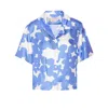 Marni Floral Print Cropped Shirt In Blue